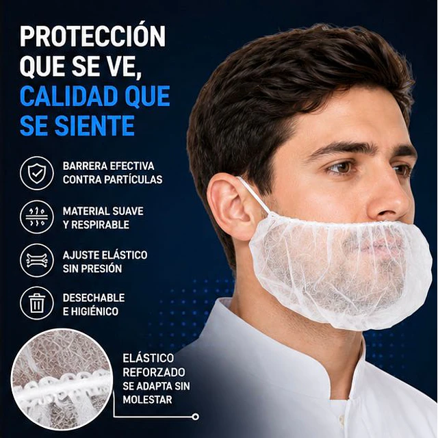 Cubre Barba Con Elástico 100 Unidades