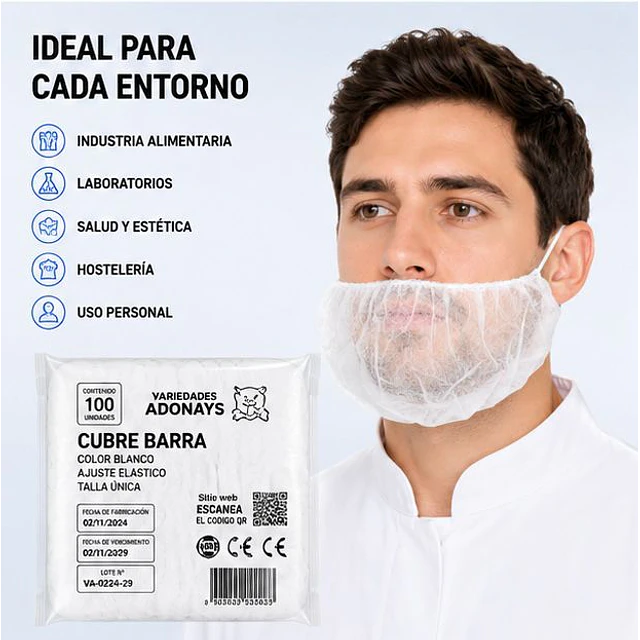 Cubre Barba Con Elástico 100 Unidades