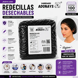 Redecilla Desechable para el Cabello Color Negro – Bolsa de 100 Unidades
