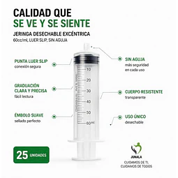 Jeringa 60ml Excéntrica Sin Aguja Desechable - Jumala 