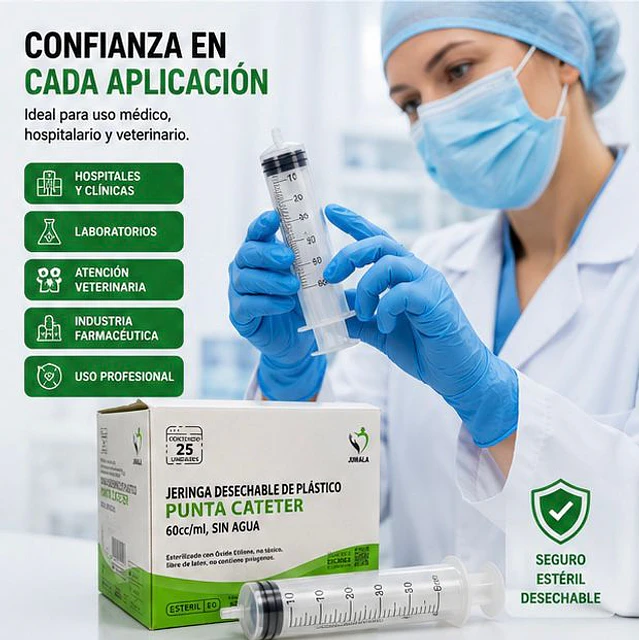 Jeringa 60ml Punta Catéter Sin Aguja Desechable - Jumala 