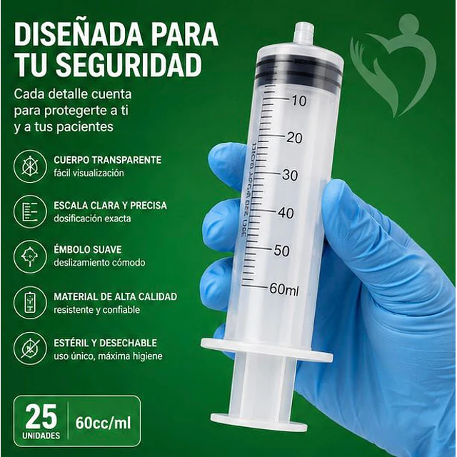 Jeringa 60ml Punta Catéter Sin Aguja Desechable - Jumala 