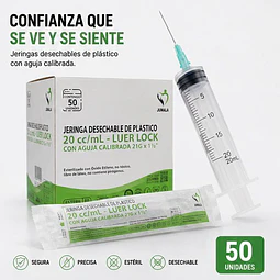 Jeringa 20ml Luer Lock 21G x 1 1/2 Desechable - Jumala 