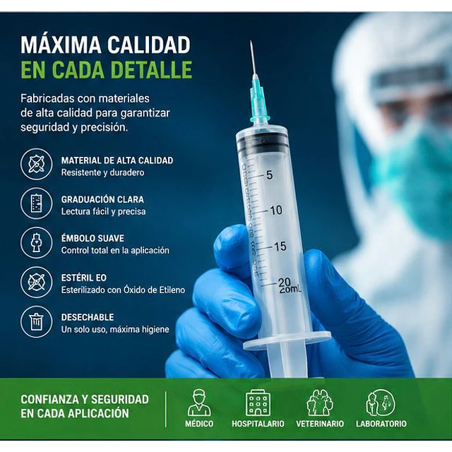 Jeringa 20ml Luer Slip 21G x 1 1/2 Desechable - Jumala 