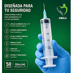 Jeringa 20ml Luer Slip 21G x 1 1/2 Desechable - Jumala 
