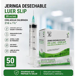 Jeringa 20ml Luer Slip 21G x 1 1/2 Desechable - Jumala 