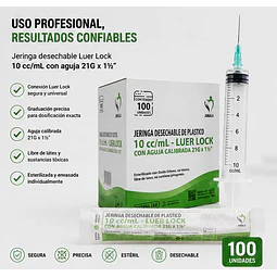 Jeringa 10ml Luer Lock 21G x 1 1/2 Desechable - Jumala 