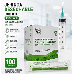 Jeringa 10ml Luer Slip 21G x 1 1/2 Desechable - Jumala 