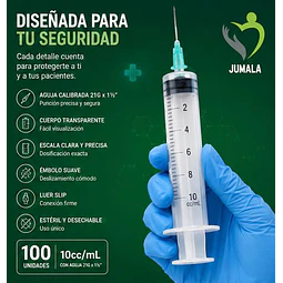 Jeringa 10ml Luer Slip 21G x 1 1/2 Desechable - Jumala 