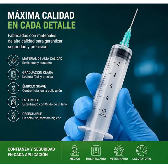 Jeringa 10ml Luer Slip 21G x 1 1/2 Desechable - Jumala 