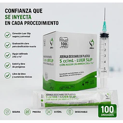 Jeringa 5ml Luer Slip 21G x 1 1/2 Desechable - Jumala 