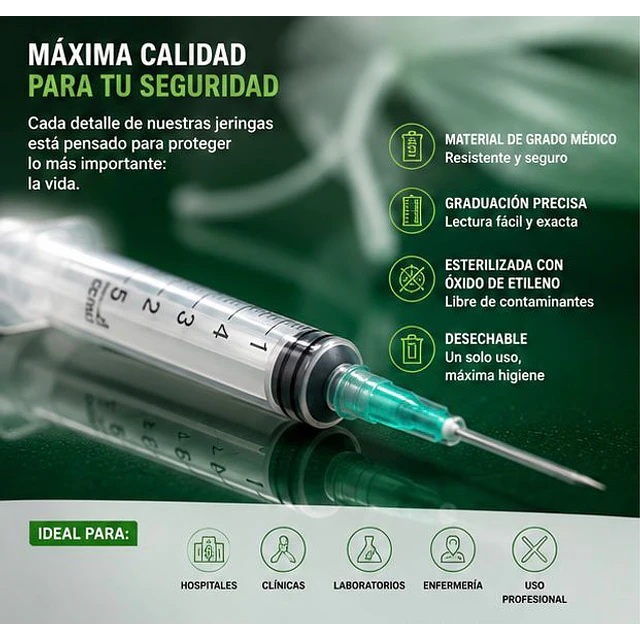 Jeringa 5ml Luer Slip 21G x 1 1/2 Desechable - Jumala 