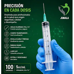 Jeringa 5ml Luer Slip 21G x 1 1/2 Desechable - Jumala 