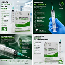 Jeringa 5ml Luer Slip 21G x 1 1/2 Desechable - Jumala 