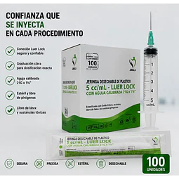 Jeringa 5ml Luer Lock 21G x 1 1/2 Desechable - Jumala 