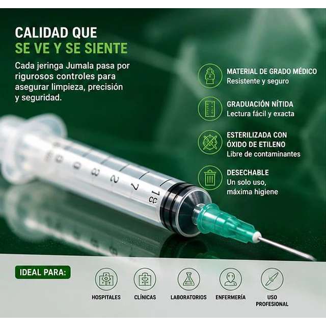Jeringa 5ml Luer Lock 21G x 1 1/2 Desechable - Jumala 
