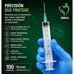 Jeringa 5ml Luer Lock 21G x 1 1/2 Desechable - Jumala 