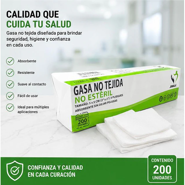 Gasa No Tejida No Esteril 5x5 Jumala 200 Unidades 