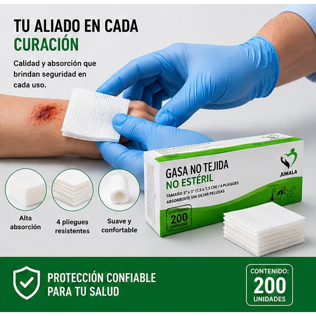Gasa No Tejida No Esteril 7.5x7.5 Jumala 200 Unidades 