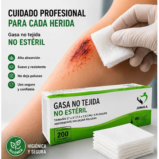 Gasa No Tejida No Esteril 7.5x7.5 Jumala 200 Unidades 