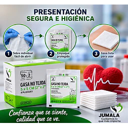Gasa No Tejida Estéril Jumala 5 x 5 CM 4 Pliegues