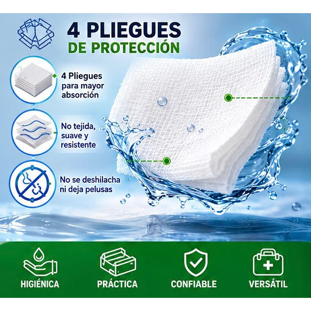 Gasa No Tejida Estéril Jumala 5 x 5 CM 4 Pliegues