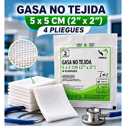 Gasa No Tejida Estéril Jumala 5 x 5 CM 4 Pliegues