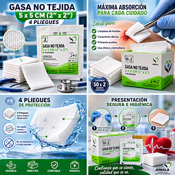 Gasa No Tejida Estéril Jumala 5 x 5 CM 4 Pliegues