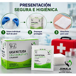 Gasa No Tejida Estéril Jumala 7,5 x 7,5 CM 4 Pliegues