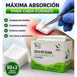 Gasa No Tejida Estéril Jumala 7,5 x 7,5 CM 4 Pliegues