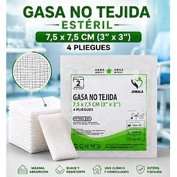 Gasa No Tejida Estéril Jumala 7,5 x 7,5 CM 4 Pliegues