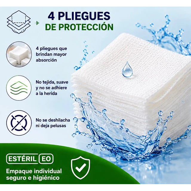 Gasa No Tejida Estéril Jumala 10 x 10 CM 4 Pliegues 