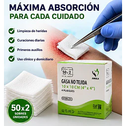 Gasa No Tejida Estéril Jumala 10 x 10 CM 4 Pliegues 