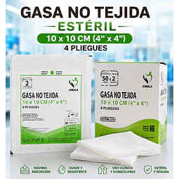 Gasa No Tejida Estéril Jumala 10 x 10 CM 4 Pliegues 