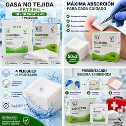 Gasa No Tejida Estéril Jumala 10 x 10 CM 4 Pliegues 