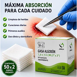 Gasa Algodón Estéril Jumala 7,5x7,5 Caja 50 Unidades 