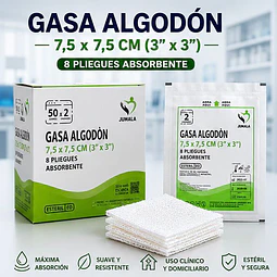 Gasa Algodón Estéril Jumala 7,5x7,5 Caja 50 Unidades 