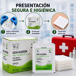 Gasa Algodón Estéril Jumala 10x10 Caja 50 Unidades 