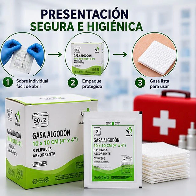 Gasa Algodón Estéril Jumala 10x10 Caja 50 Unidades 