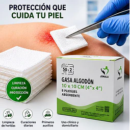 Gasa Algodón Estéril Jumala 10x10 Caja 50 Unidades 
