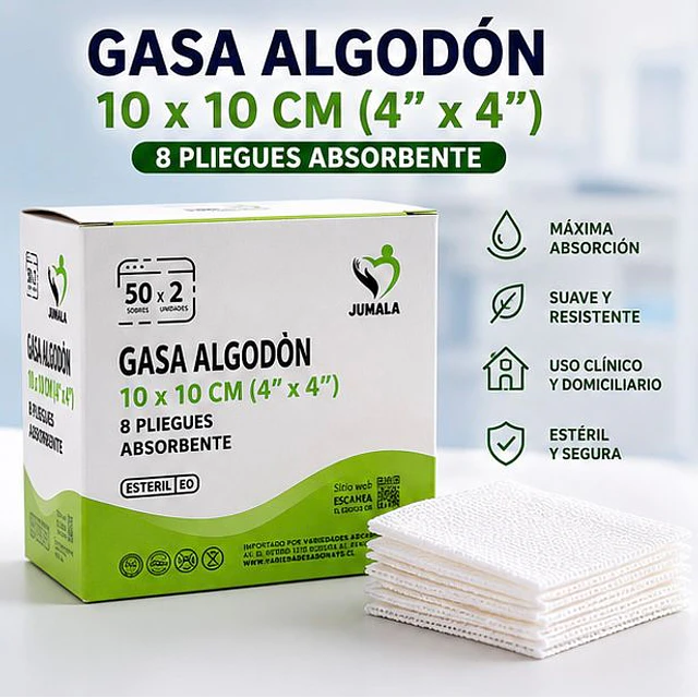 Gasa Algodón Estéril Jumala 10x10 Caja 50 Unidades 