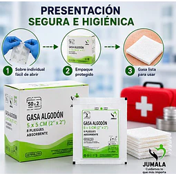 Gasa Algodón Estéril Jumala 5x5 Caja 50 Unidades 