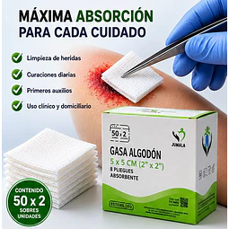 Gasa Algodón Estéril Jumala 5x5 Caja 50 Unidades 