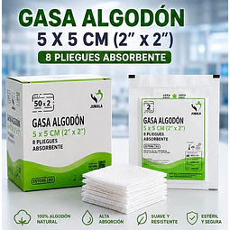 Gasa Algodón Estéril Jumala 5x5 Caja 50 Unidades 