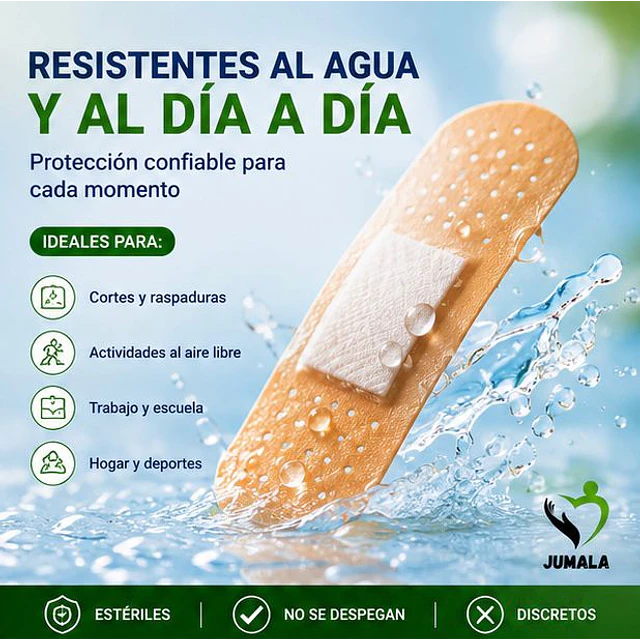 Parche Curita a Prueba de Agua Jumala 100 Unidades
