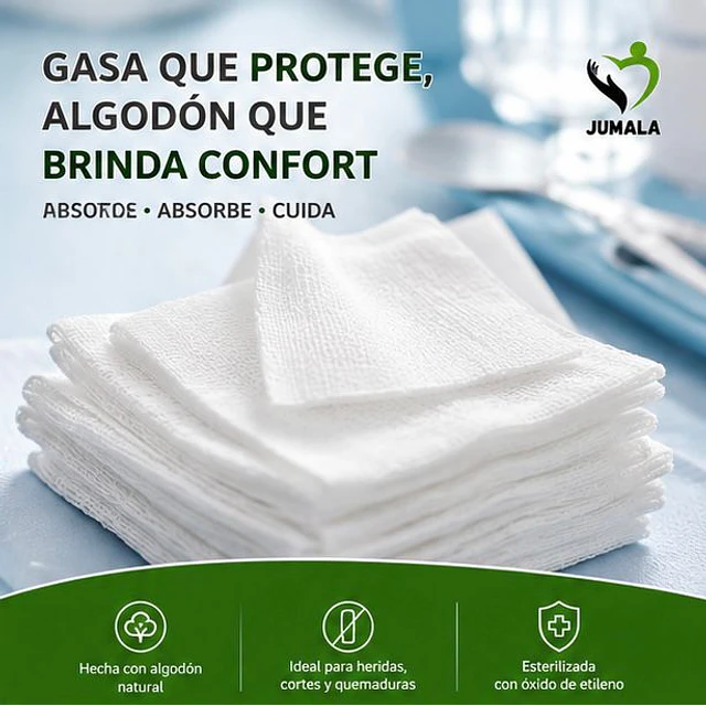 Aposito Gasa + Algodón Esteril Jumala 7x10 10 Unidades
