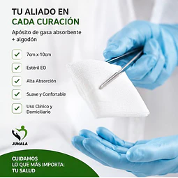 Aposito Gasa + Algodón Esteril Jumala 7x10 10 Unidades