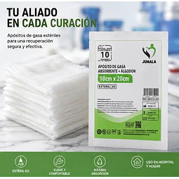 Aposito Gasa + Algodón Esteril Jumala 10x20 10 Unidades