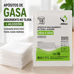 Apósito De Gasa Estéril Jumala 10x10 No Tejida 10 Unidades