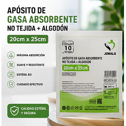 Apósito De Gasa Estéril Jumala 20x25 No Tejida 10 Unidades
